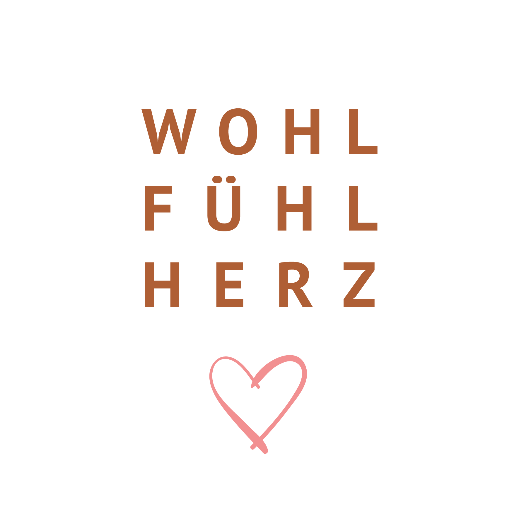 Wohlfuehlherz-Logo quadratisch in Branding-Farben Kupfer und Koralle vor transparentem Hintergrund